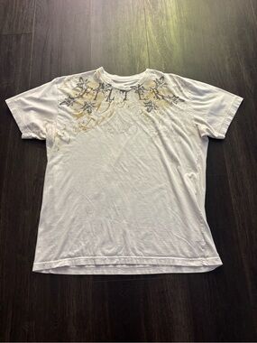 Y2K Affliction Style Filter AOP Cross Tshirt Size L